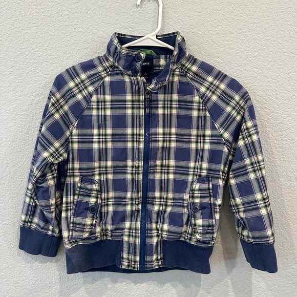GAP Kids Blue Plaid Zip Lined Jacket - Photoshop - size Small 6-7 - Picture 1 of 5